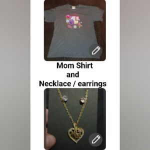 Women's graphic T-shirt and necklaces /earrings set